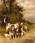Famous Path Paintings - Hunting Dogs on a Forest Path